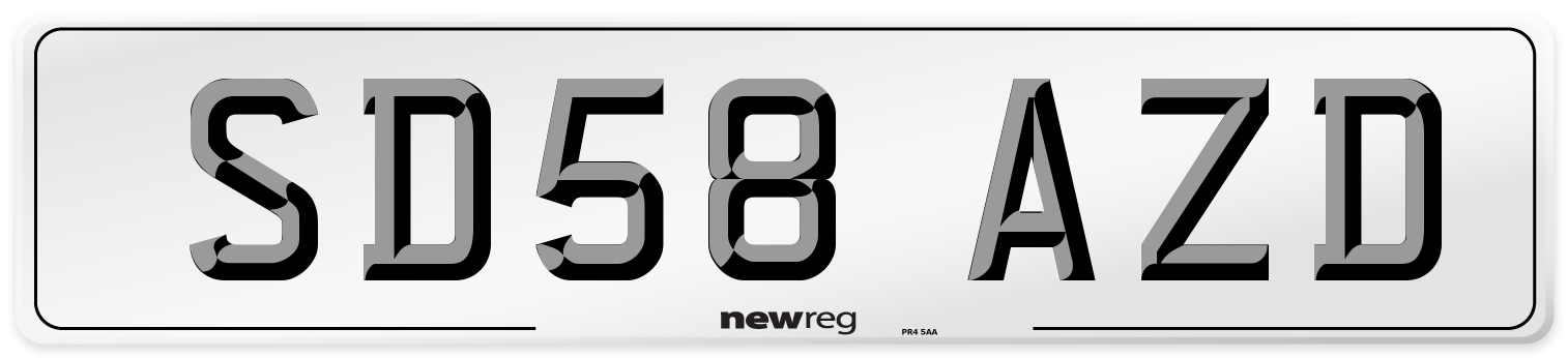 SD58 AZD Number Plate from New Reg